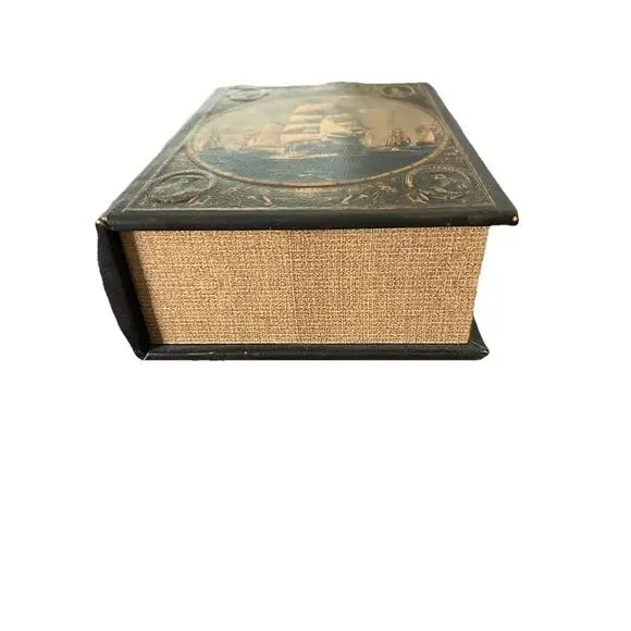 Book Display Ship Hollow Secret Compartment Trinket Box Hide Valuables Nautical - Picture 4 of 11